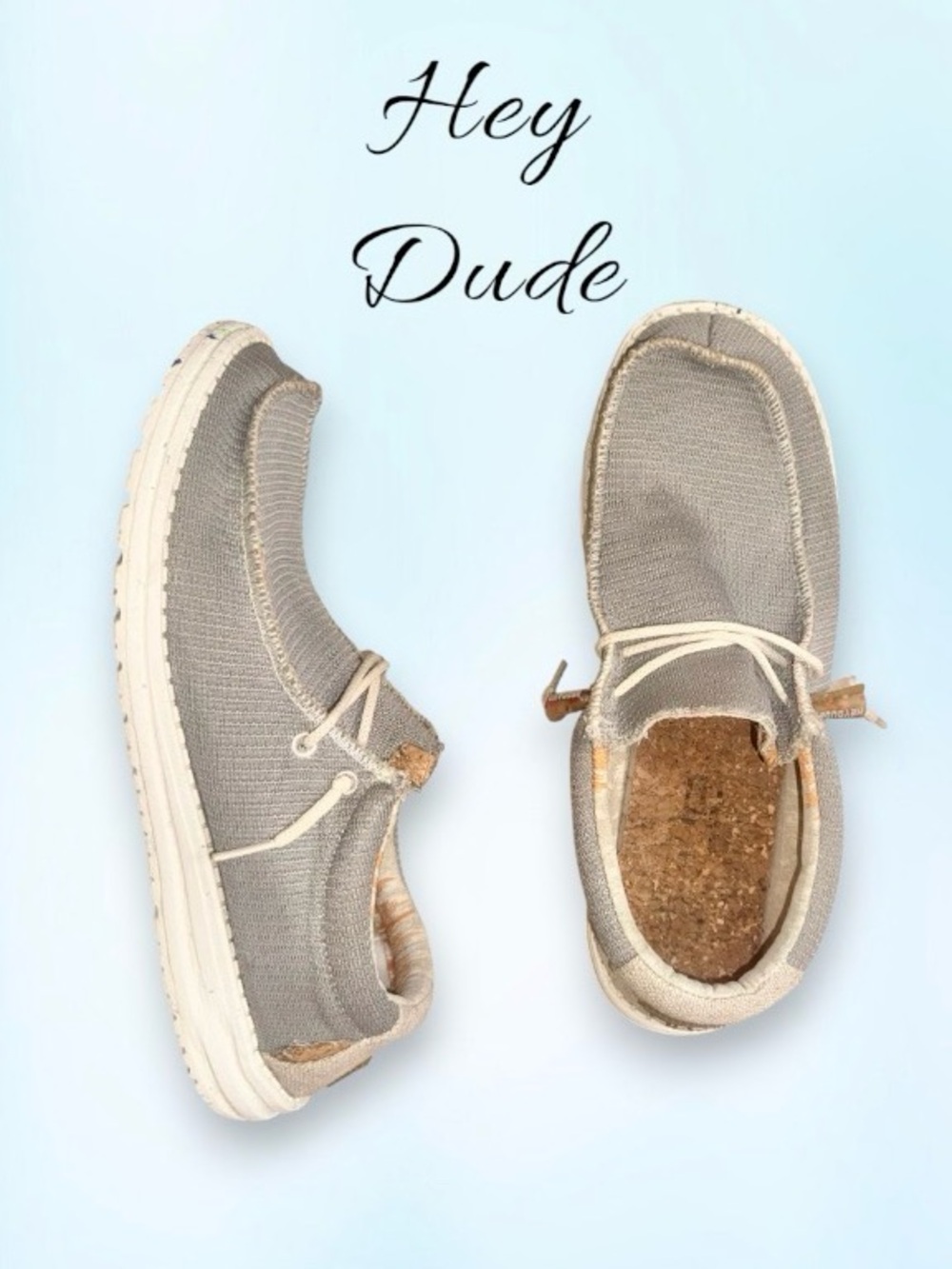 HEY DUDE WALLY ECO SOX Cobblestone BOAT SHOES MEN’s slip on shoes size 10